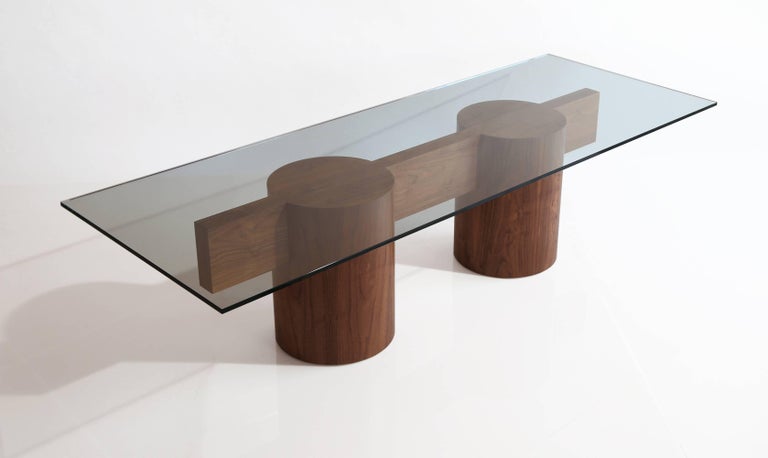 William Earle Kimono Dining Table For At 1stdibs This Table Features Two Large Wooden Drums Connected By A Tenon Measure