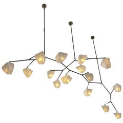 Modern Mobile Chandelier in Porcelain and Brass Handmade by Andrea Claire Studio