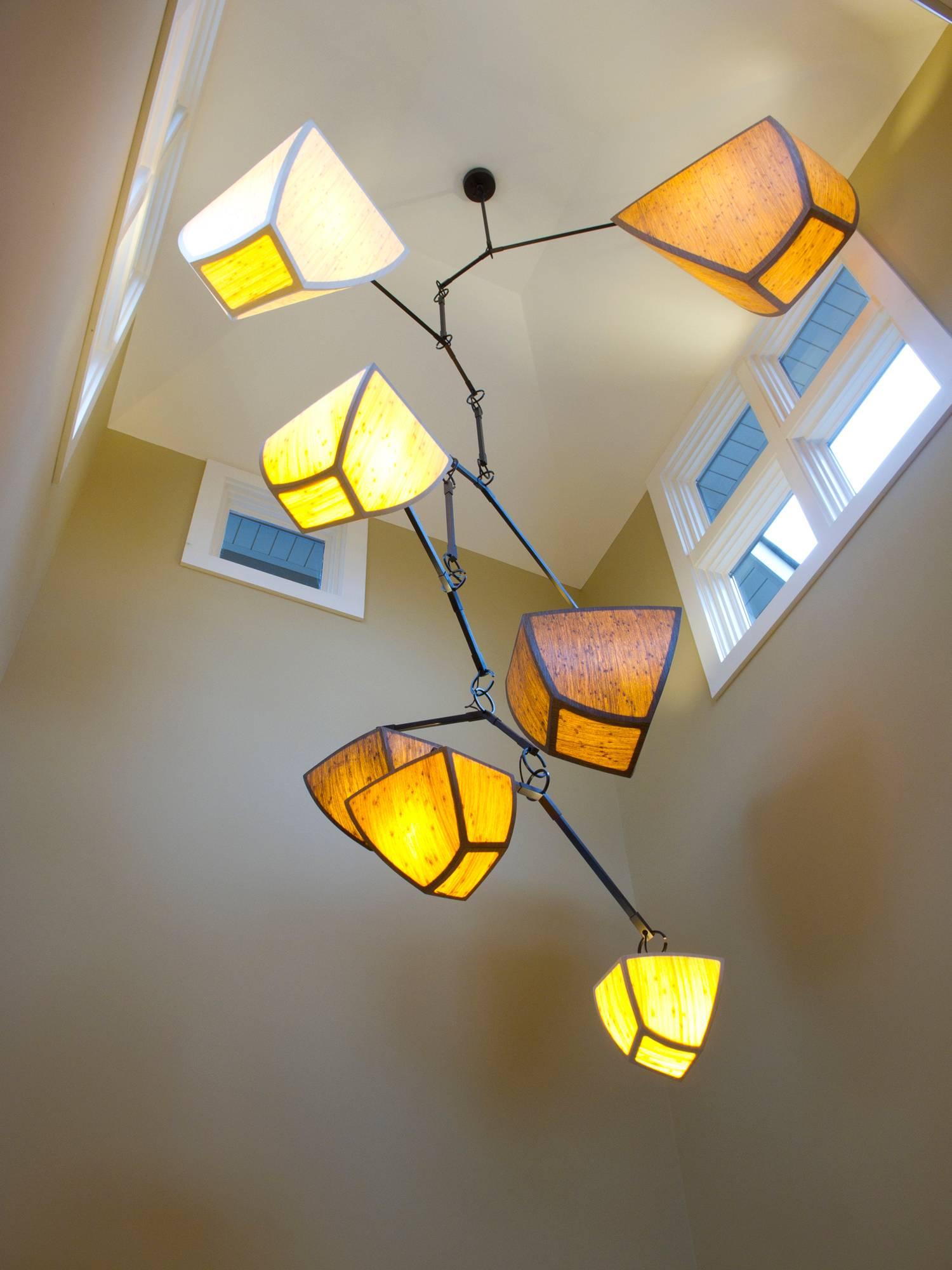 American Bamboo Ivy 6: ABCDFG Mobile Chandelier, handmade by Andrea Claire Studio For Sale