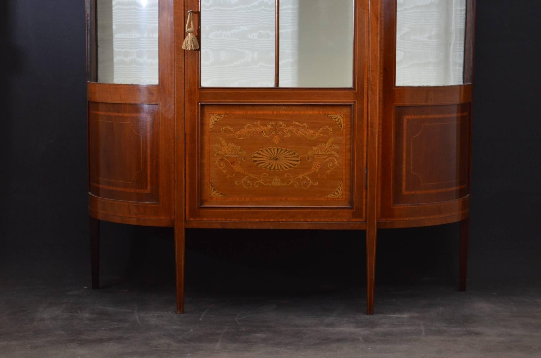 Glass Elegant Edwardian Inlaid Display Cabinet