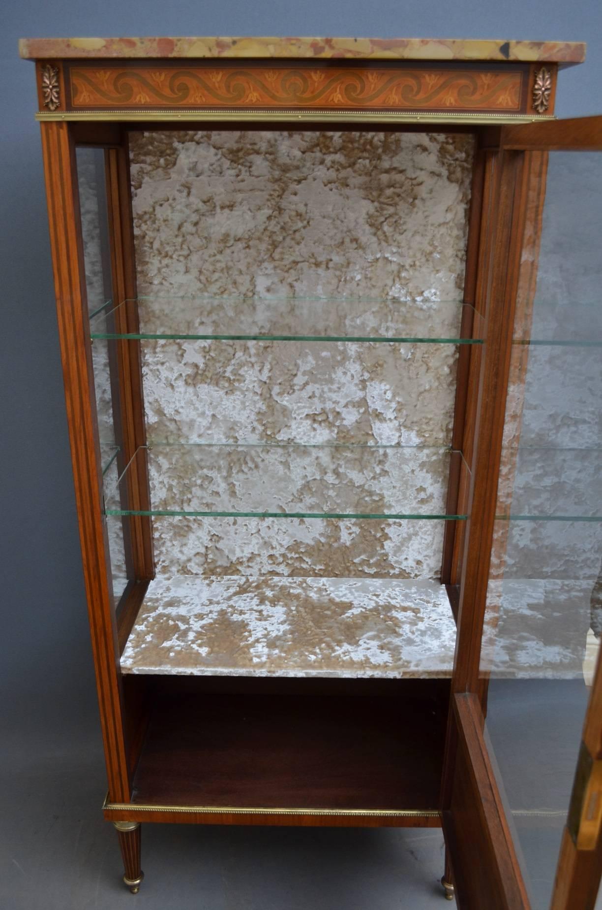 French Exquisite Rosewood and Inlaid Vitrine