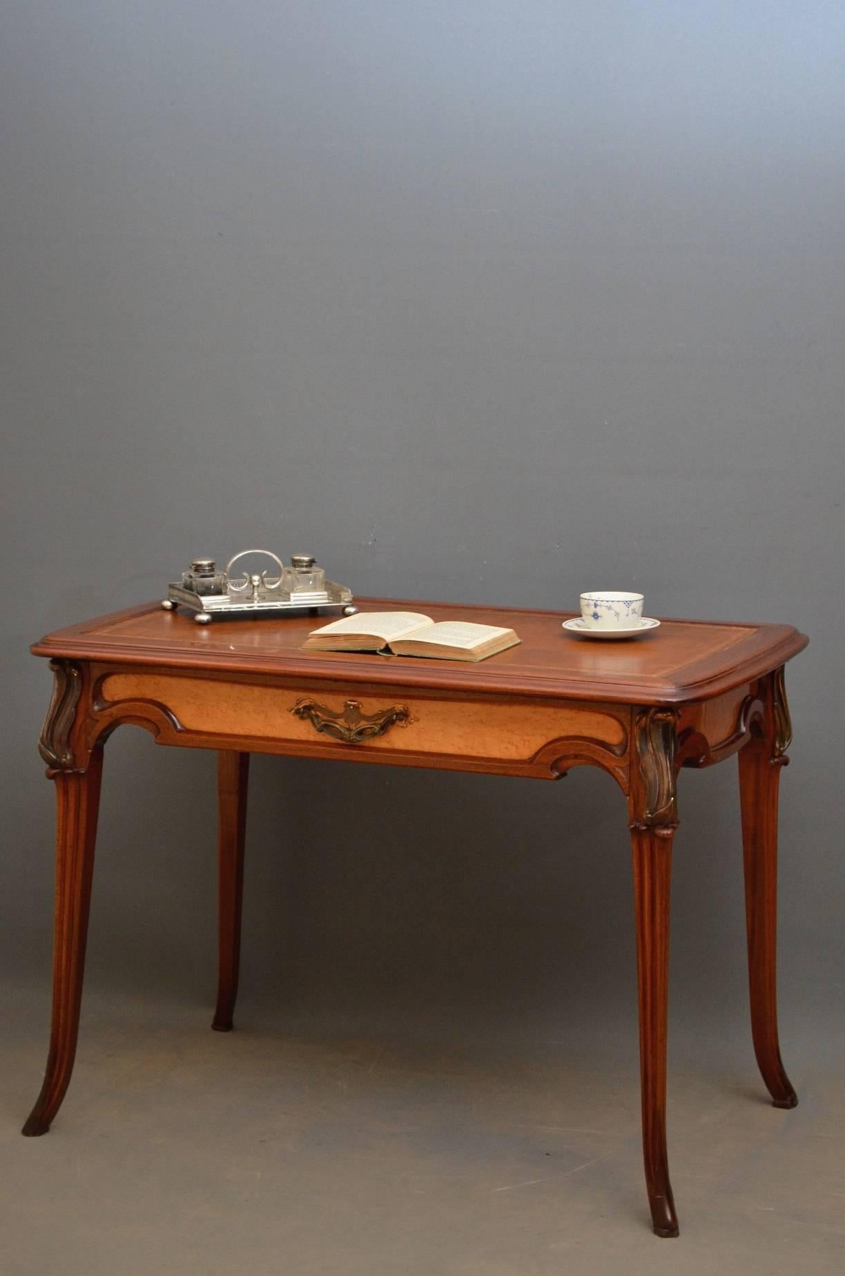 Amboyna Sophisticated Art Nouveau Writing Table