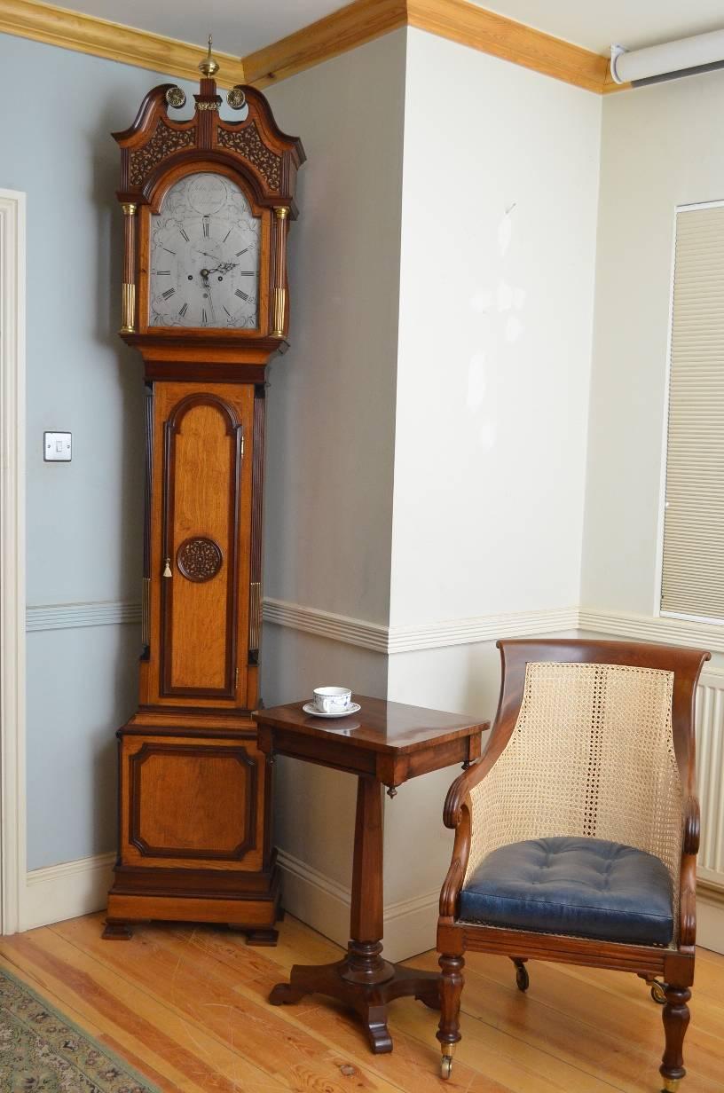 George III Georgian Oak and Mahogany Longcase Clock by John Scott, Edinburgh For Sale