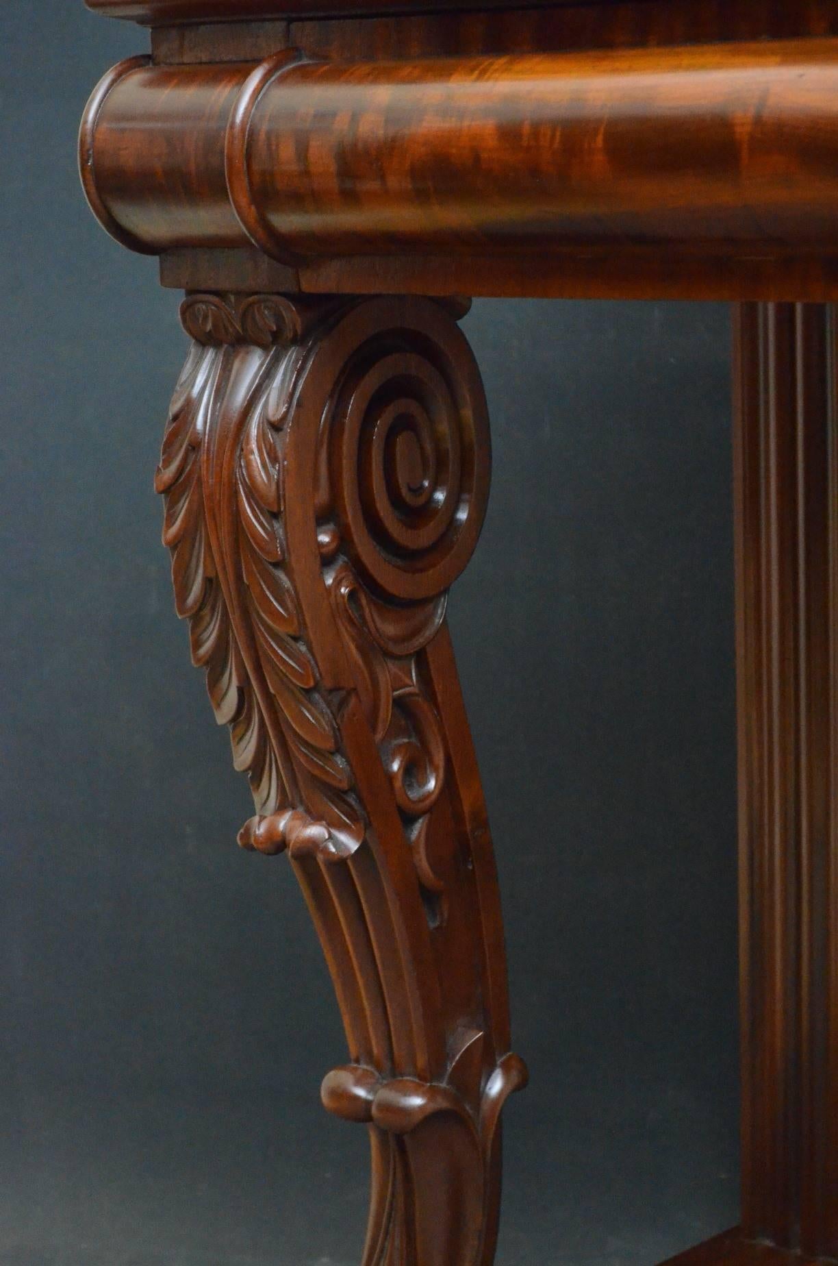 English Magnificent William IV Mahogany Console Table, Hall Table