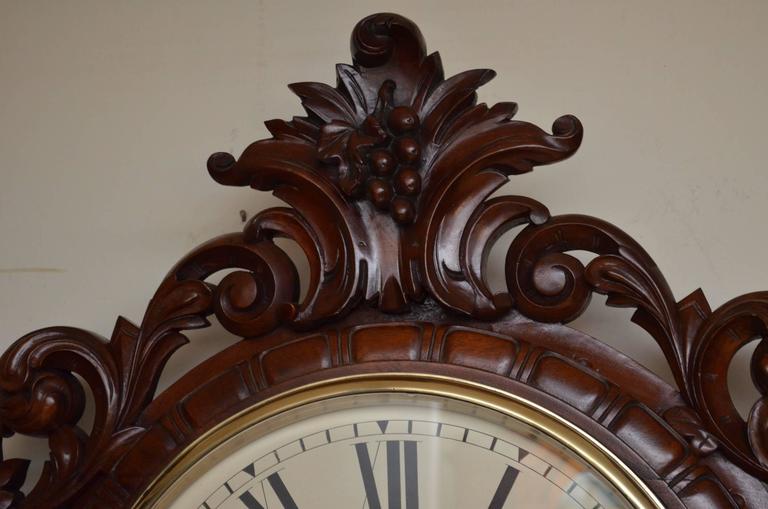 Exceptional Victorian Wall Clock, Large Mahogany Clock at 1stDibs