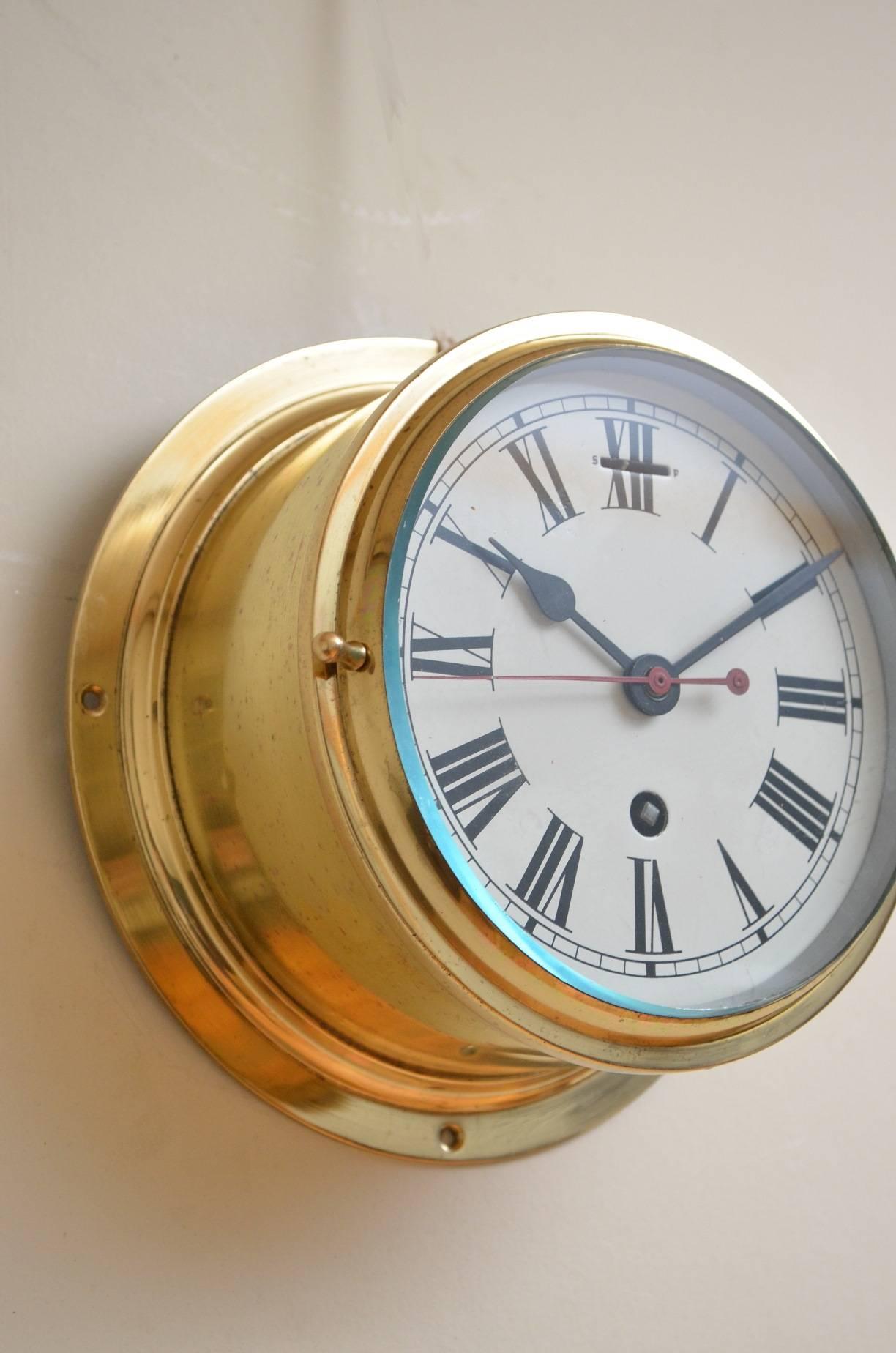 Edwardian Rare Brass Ships Clock