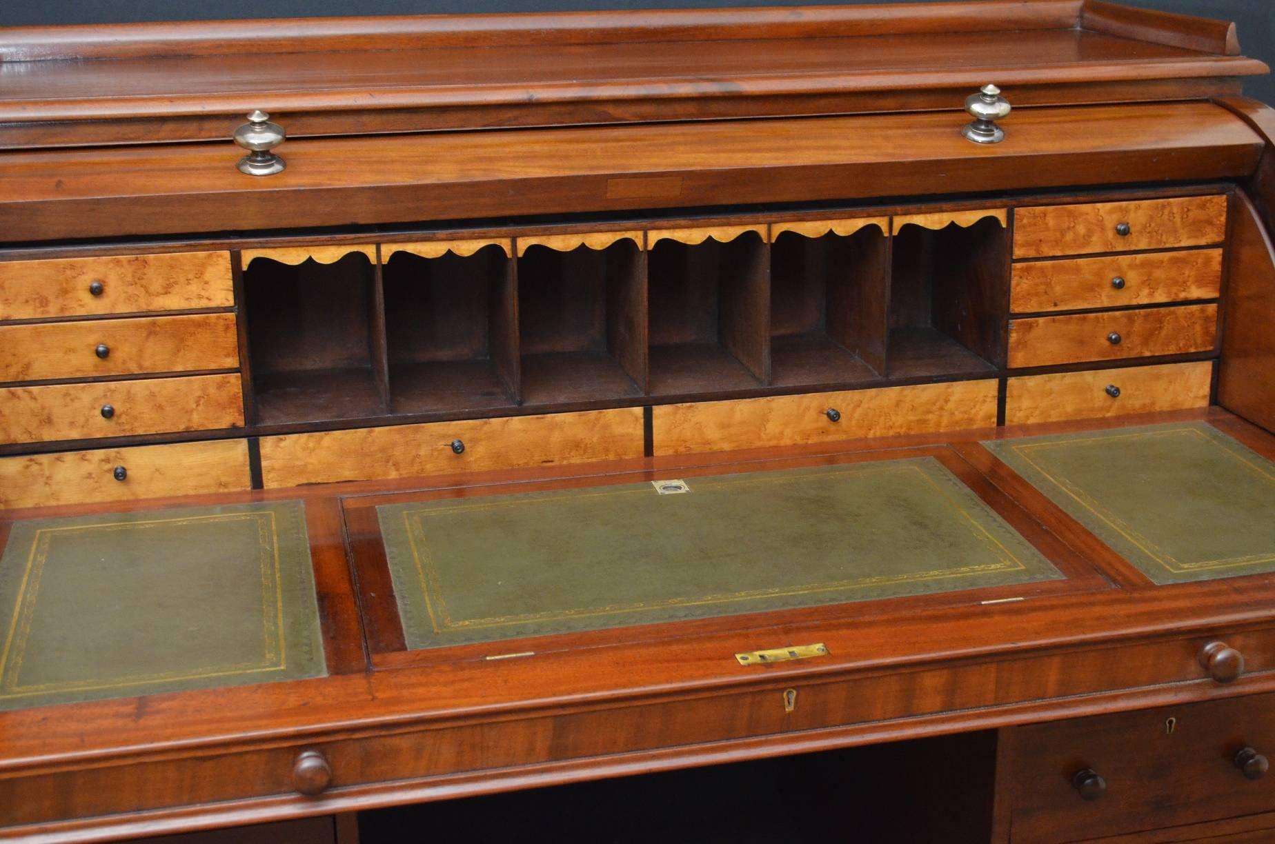 English Victorian Pedestal Desk, Mahogany Bureau