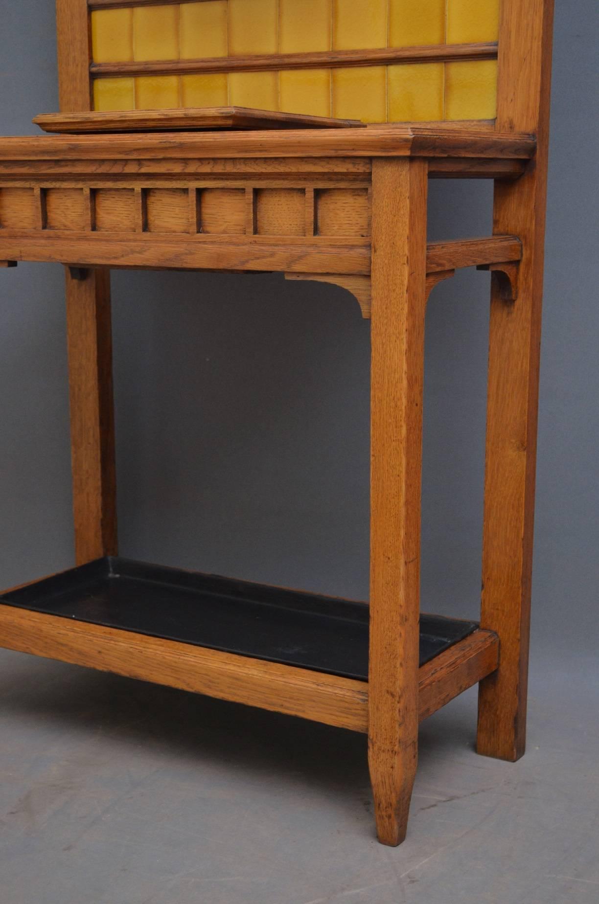 Arts and Crafts Solid Oak Hall Stand or Coat Stand In Excellent Condition In Whaley Bridge, GB