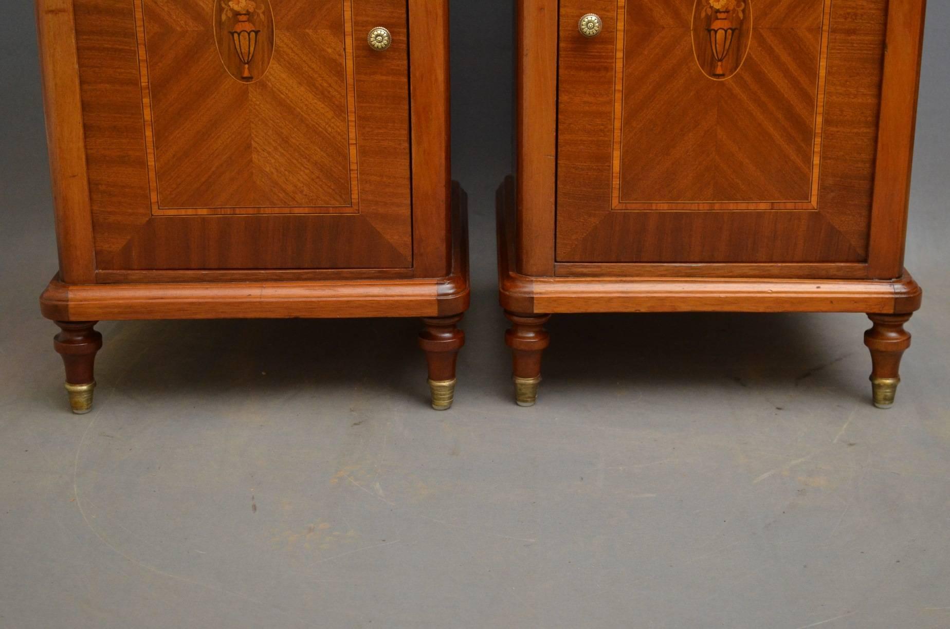 Late 19th Century Continental Pair of Bedside Cabinets in Mahogany