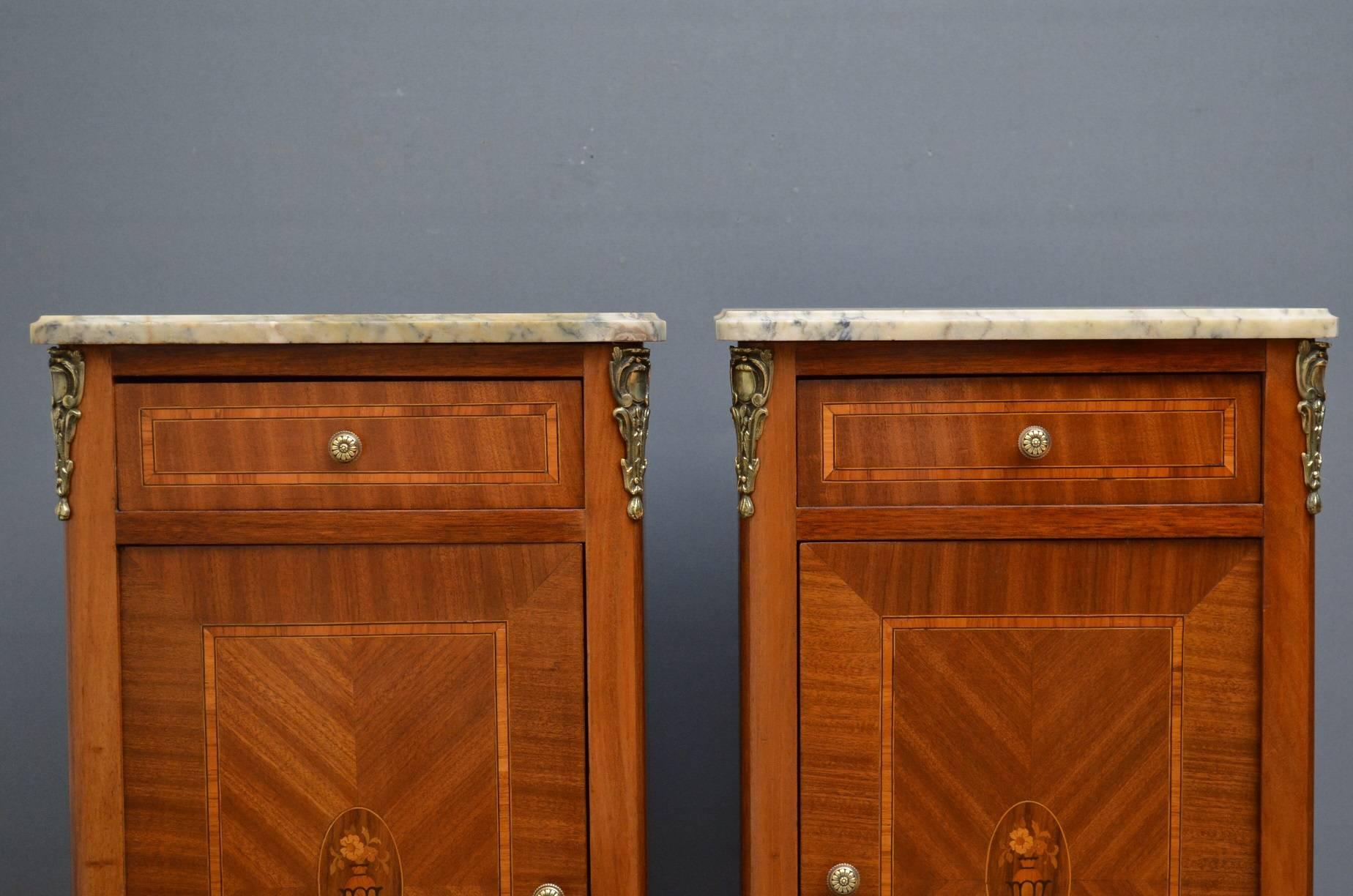 Late Victorian Continental Pair of Bedside Cabinets in Mahogany