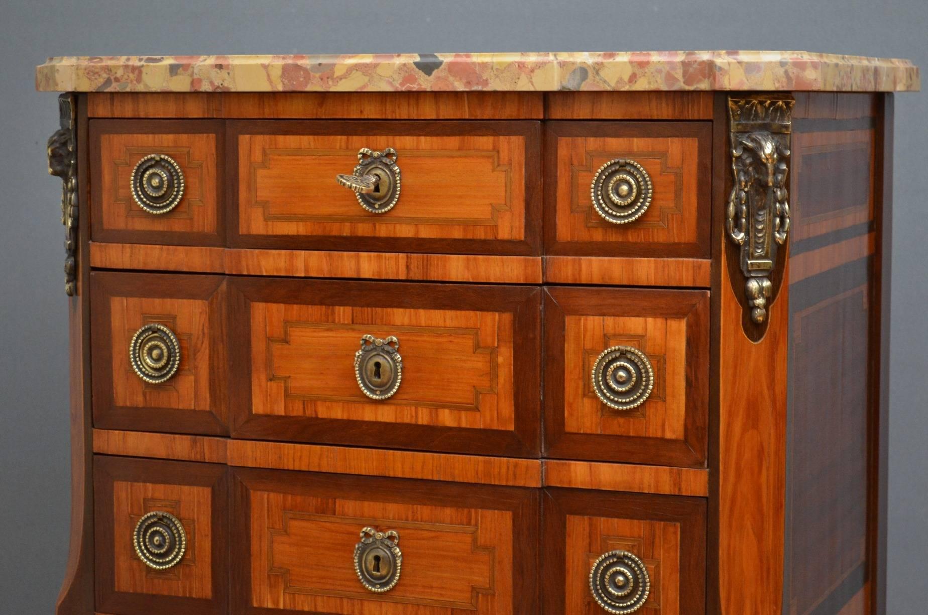 Late Victorian Continental Chest of Drawers, Commode