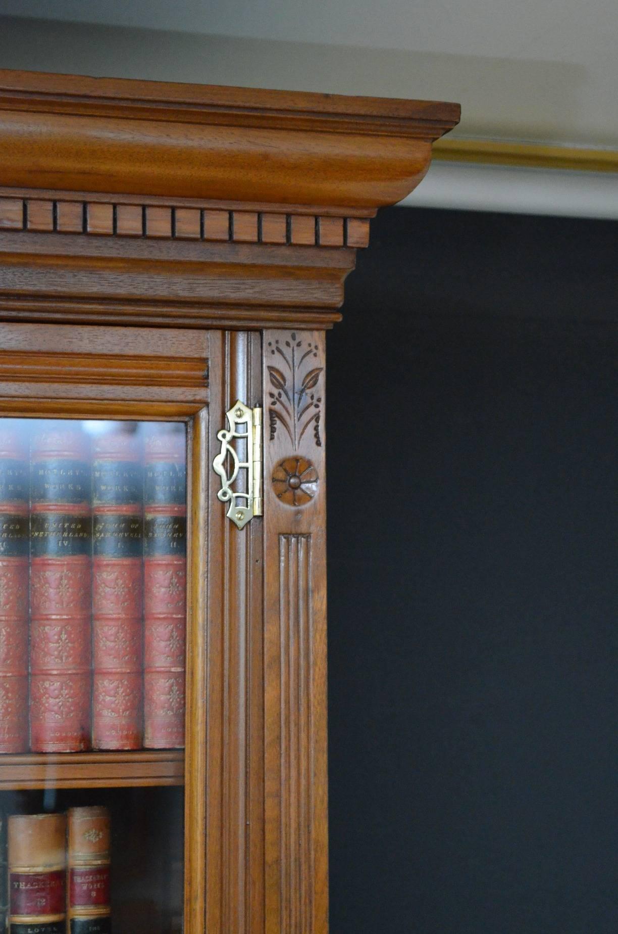English Late Victorian Walnut Bookcase