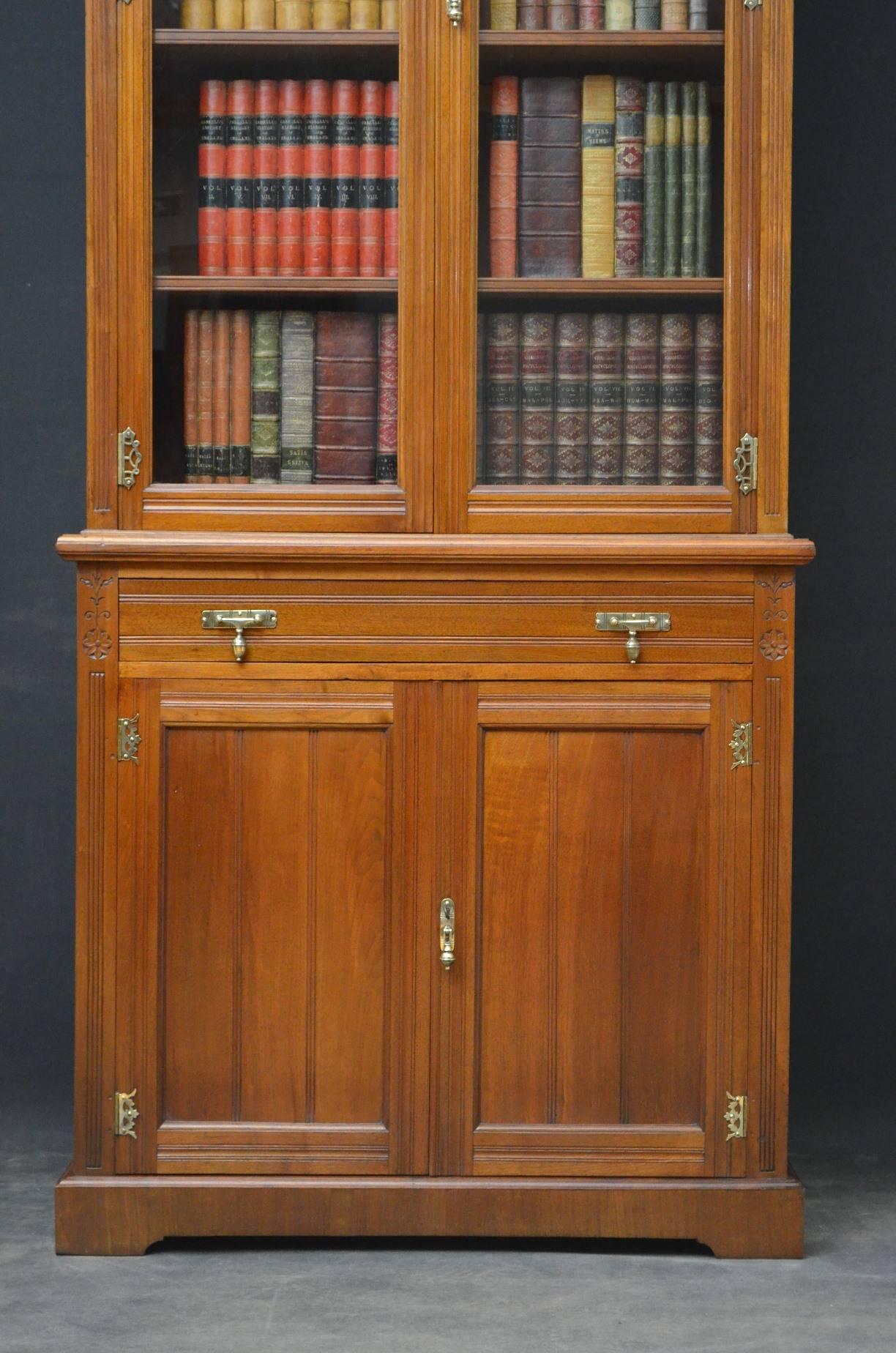 Late Victorian Walnut Bookcase 1