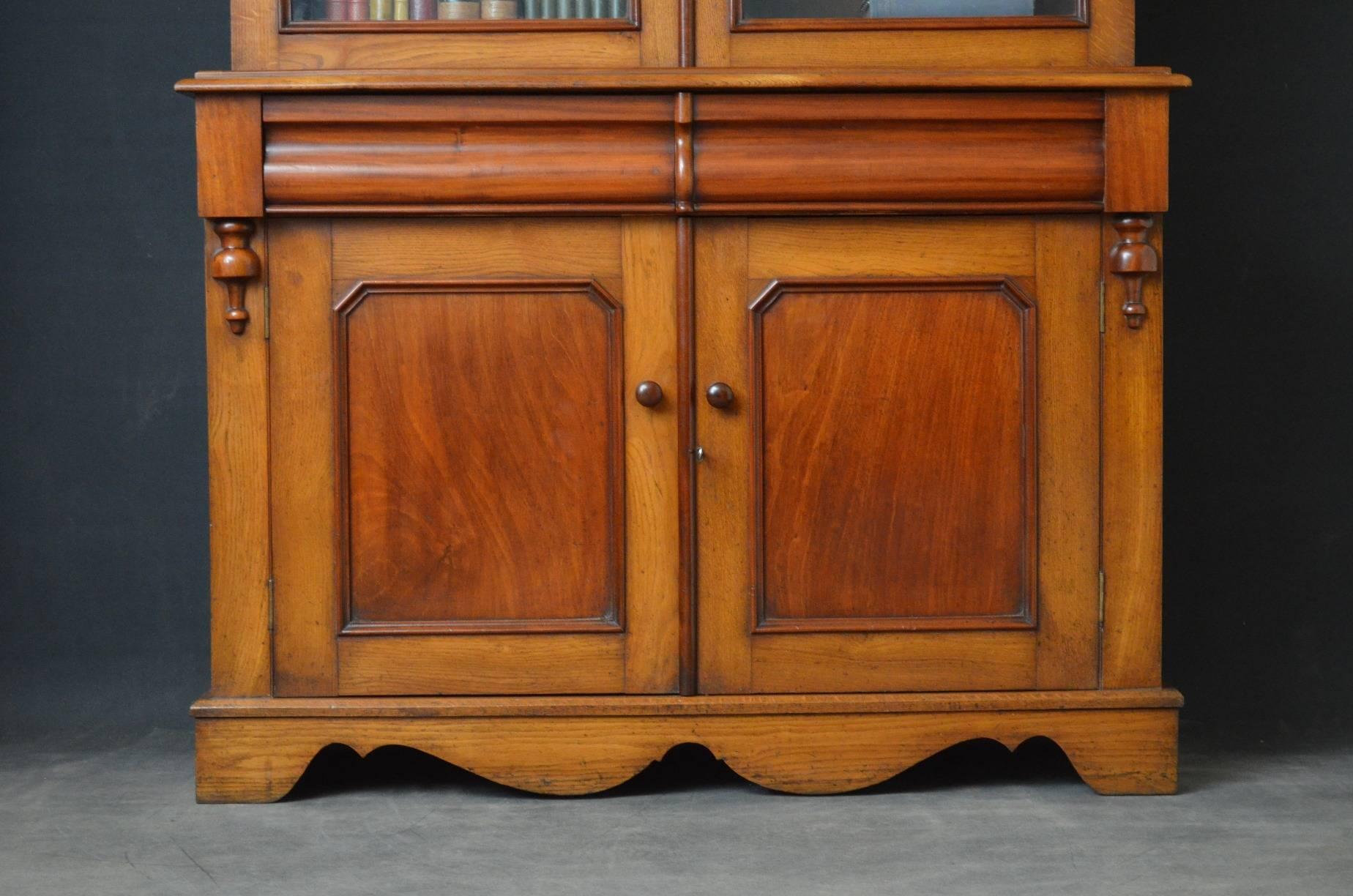 English Victorian Oak and Mahogany Country Bookcase