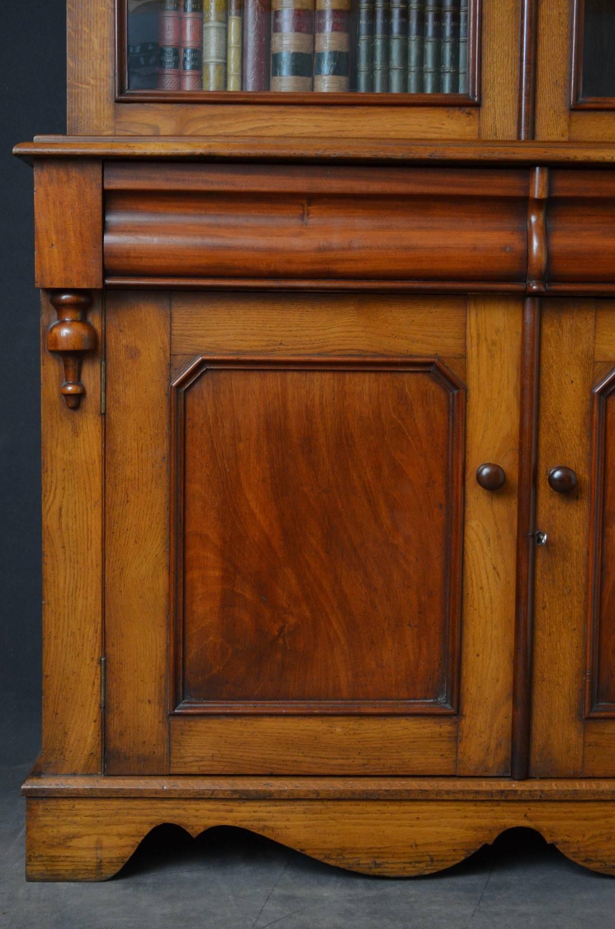 Late 19th Century Victorian Oak and Mahogany Country Bookcase