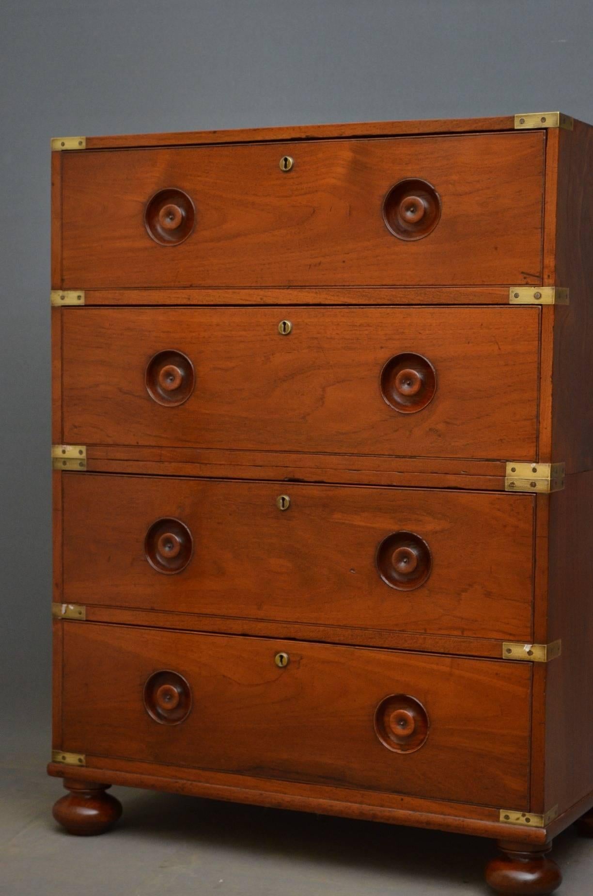 English Victorian Military Narrow Chest of Drawers