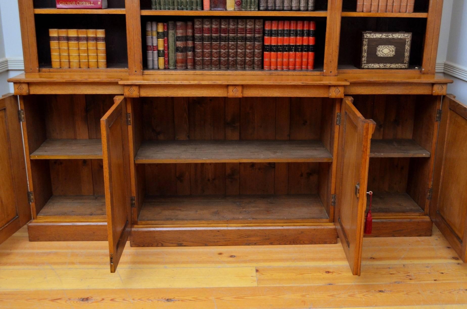 Victorian Reformed Gothic Oak Bookcase 2