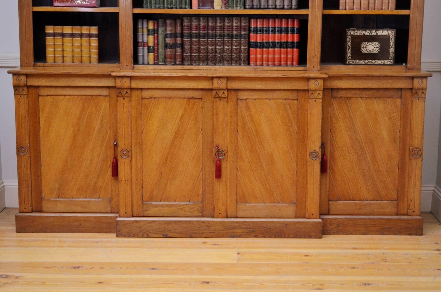 Late 19th Century Victorian Reformed Gothic Oak Bookcase