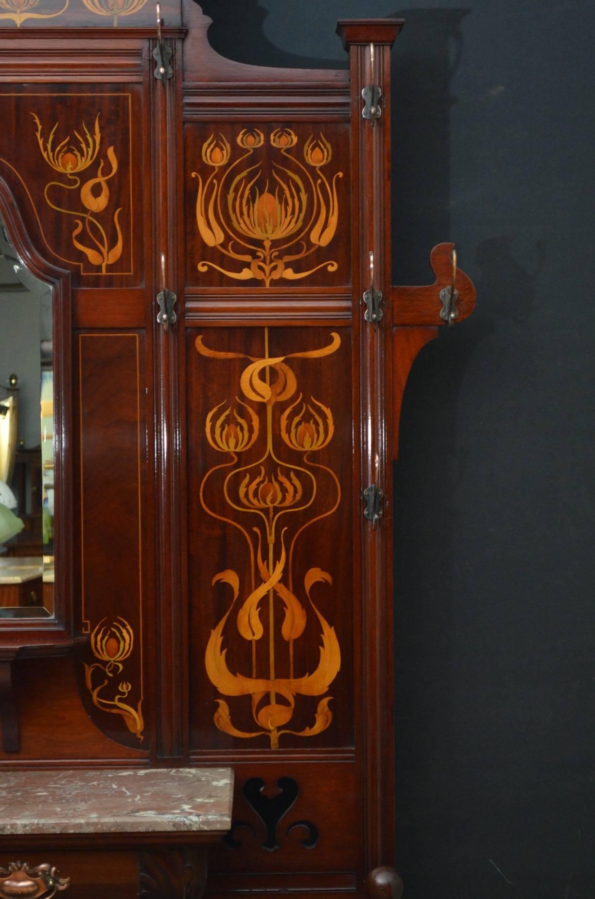 Art Nouveau Mahogany Hall Stand by J. Shoolbred In Excellent Condition In Whaley Bridge, GB