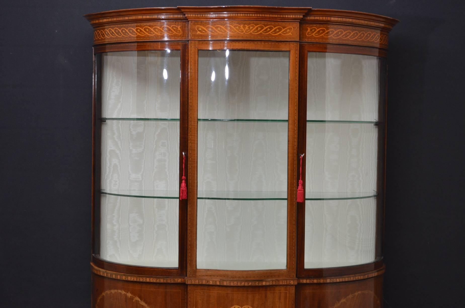 English Edwardian Mahogany and Inlaid Display Cabinet
