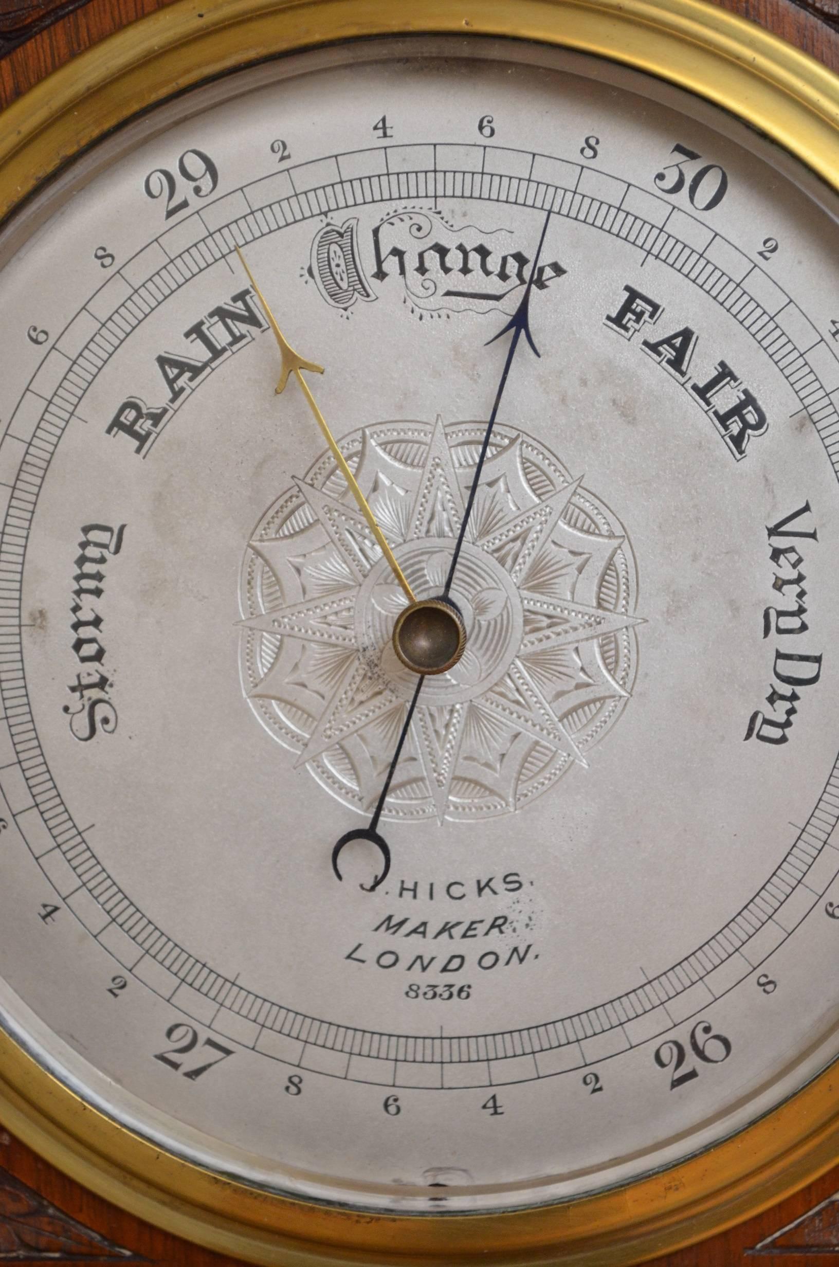 Victorian Walnut Aneroid Barometer 1