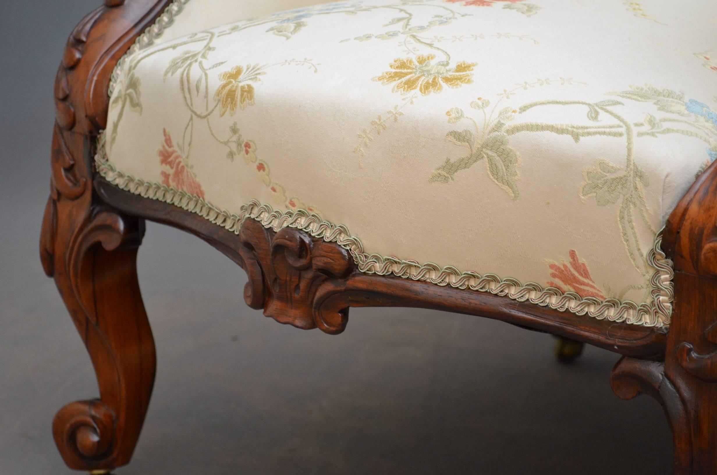 Victorian Rosewood Armchair In Excellent Condition In Whaley Bridge, GB