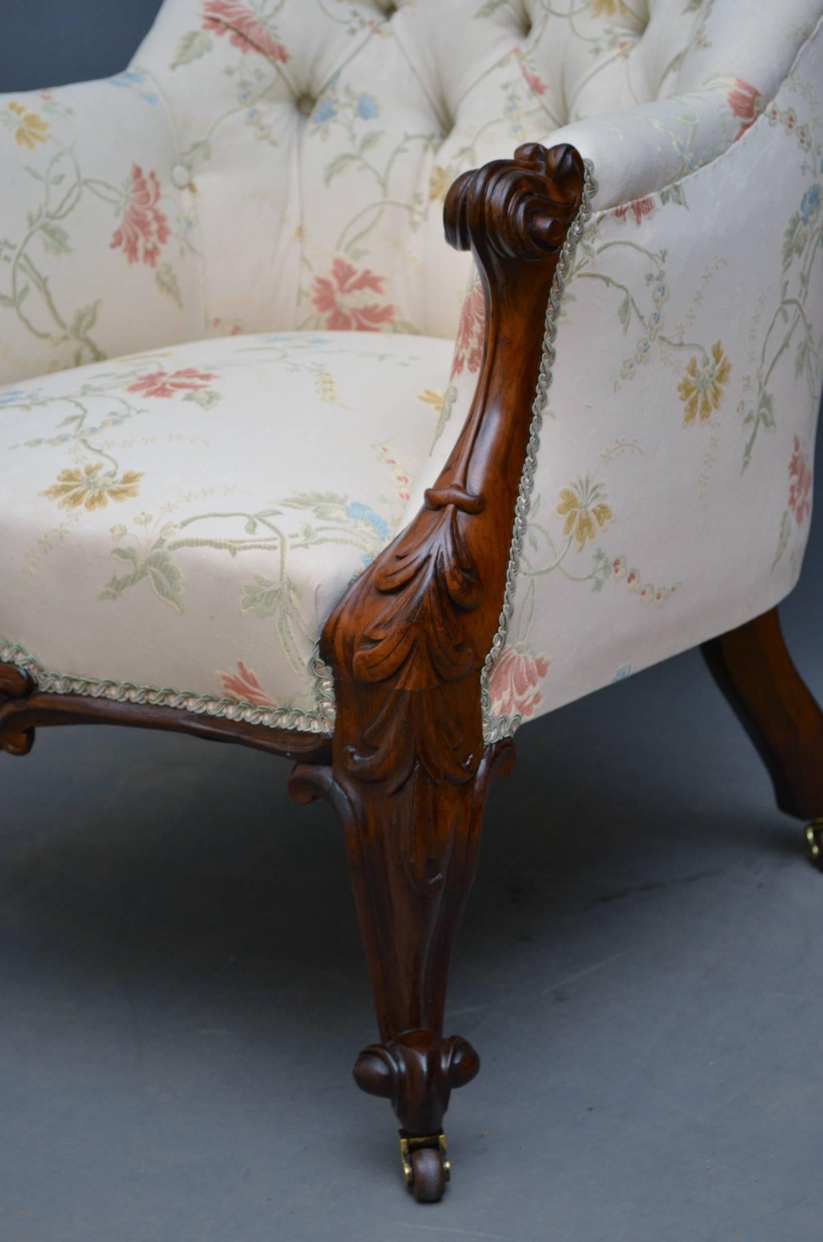 Mid-19th Century Victorian Rosewood Armchair