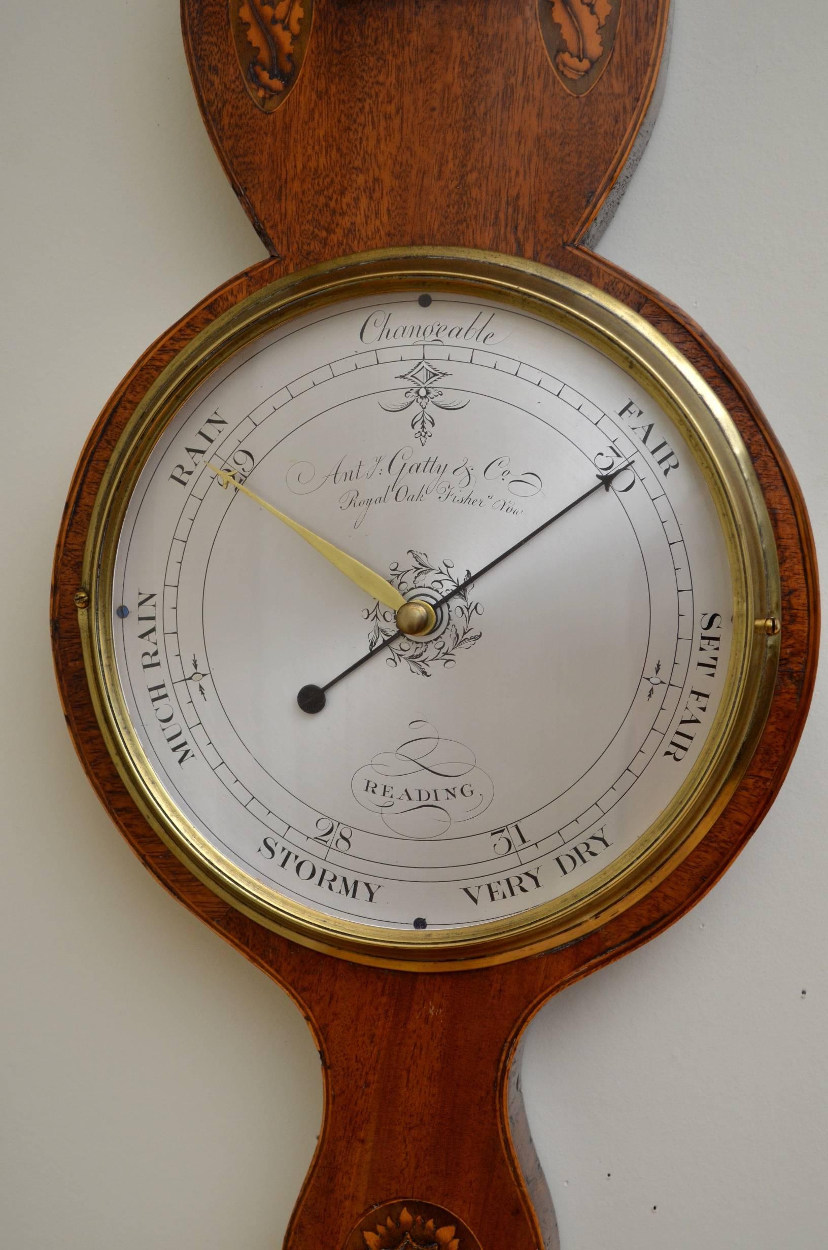 Fine Quality Regency Wheel Barometer A. Gatty In Good Condition For Sale In Whaley Bridge, GB