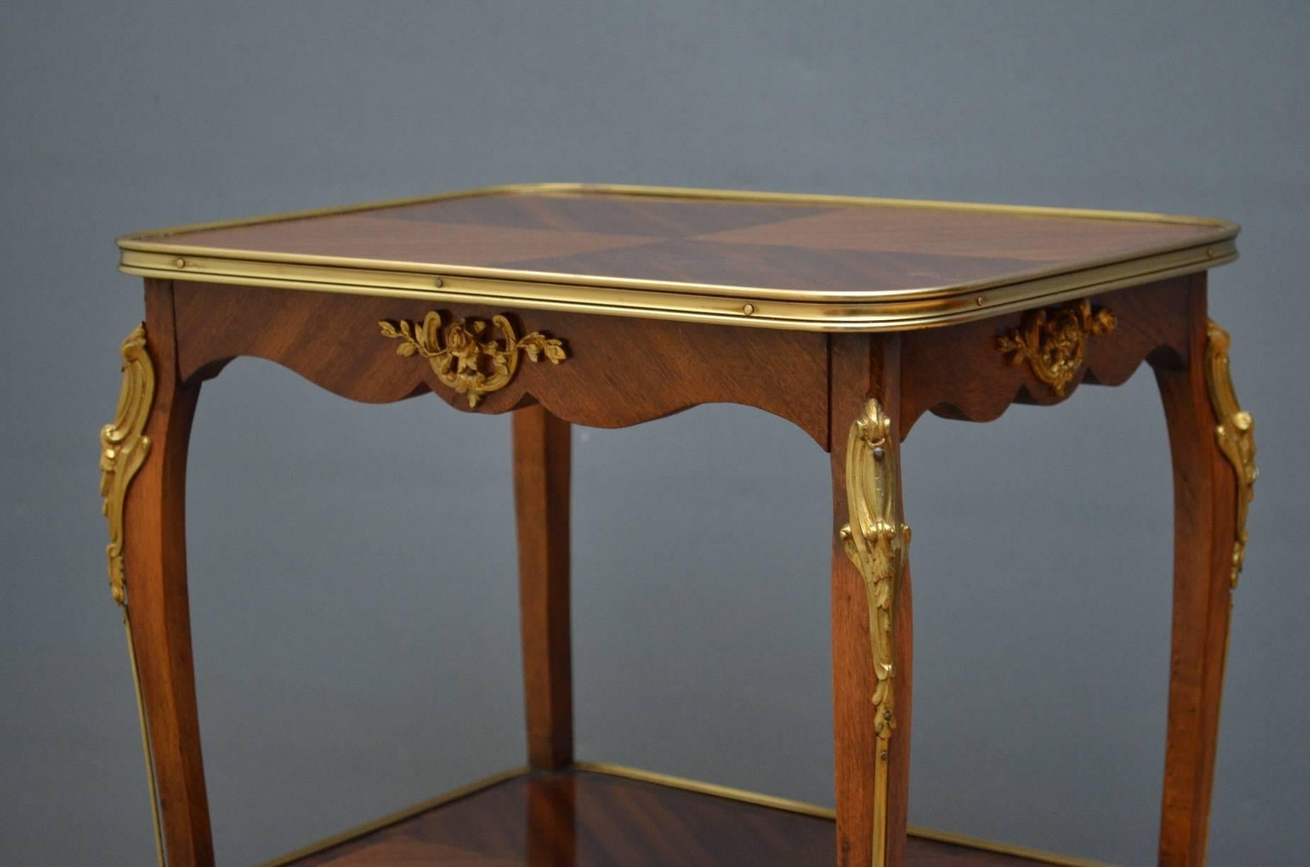 Brass Attractive Mahogany and Rosewood Table For Sale