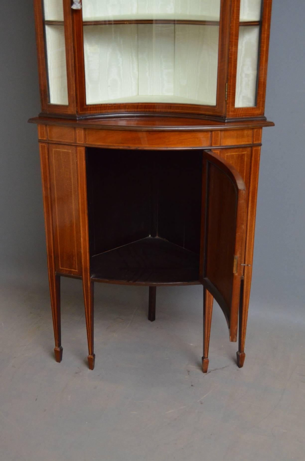 Early 20th Century Unusual Edwardian Corner Display Cabinet