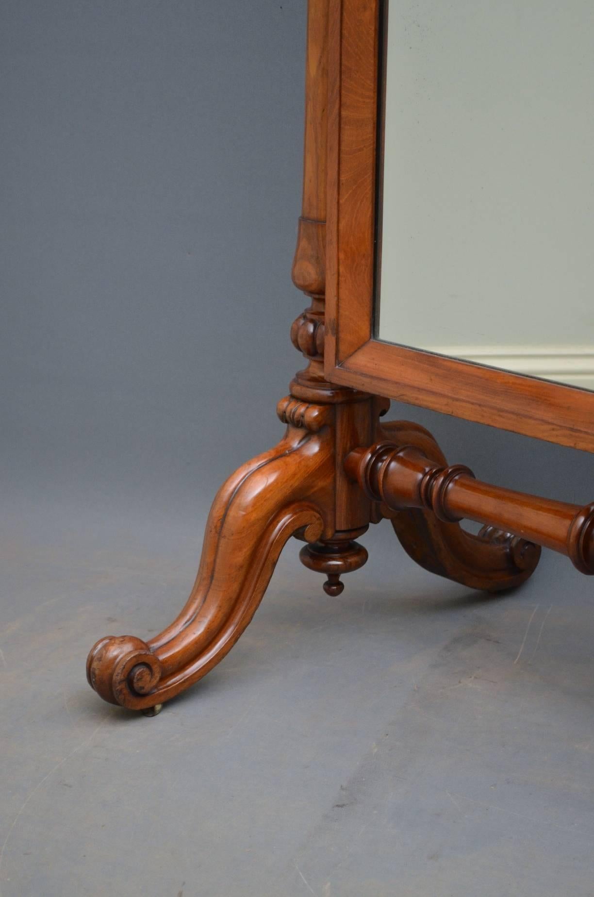 Victorian Mahogany Cheval Mirror 1