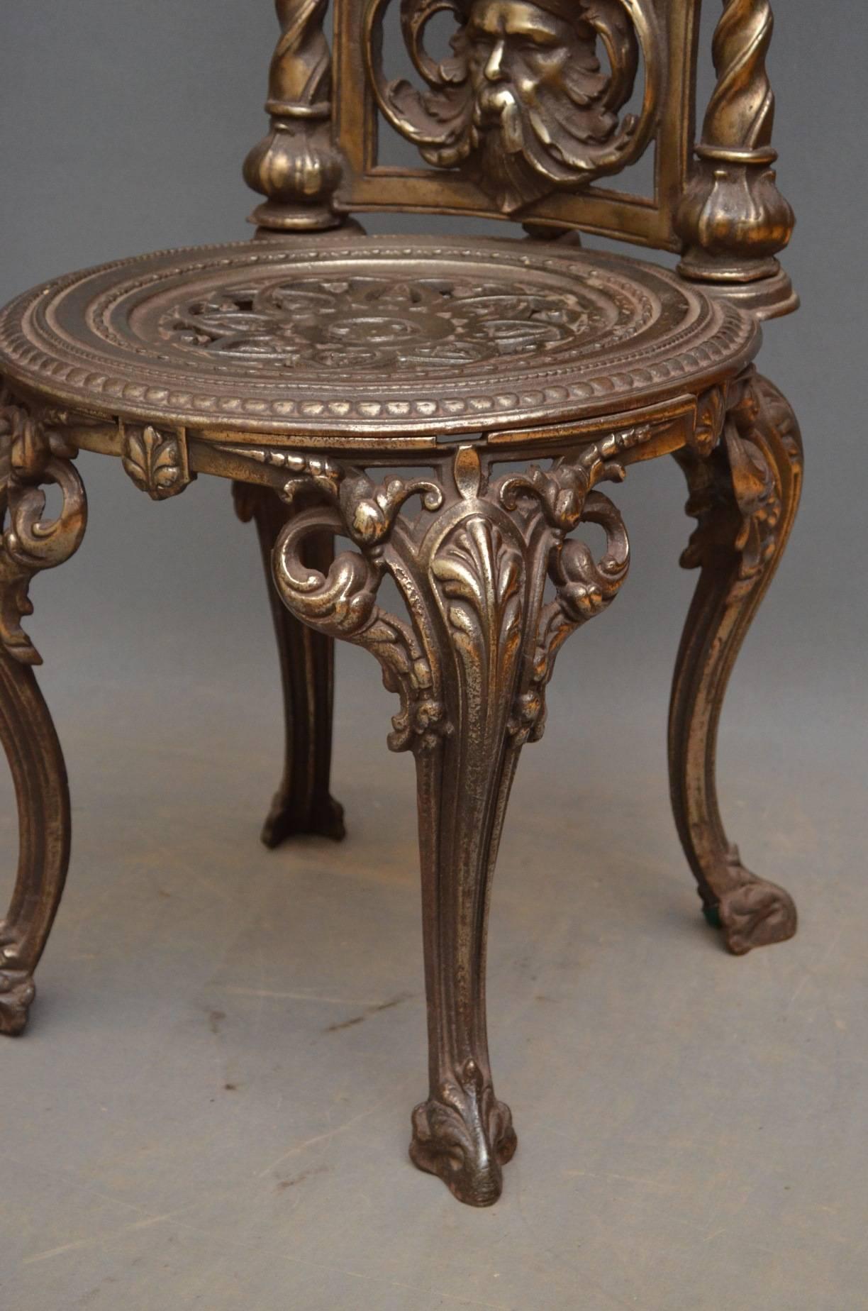 Pair of Decorative Cast Iron Chairs For Sale 2