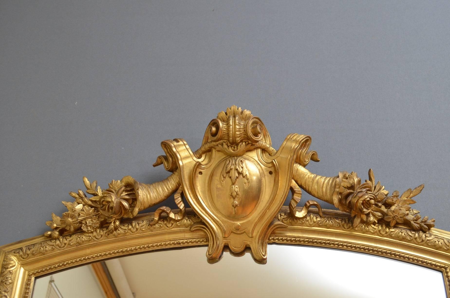 Victorian Large 19th Century French Giltwood Mirror