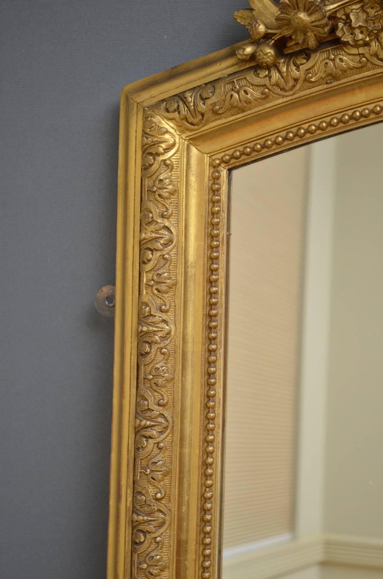 Large 19th Century French Giltwood Mirror 1