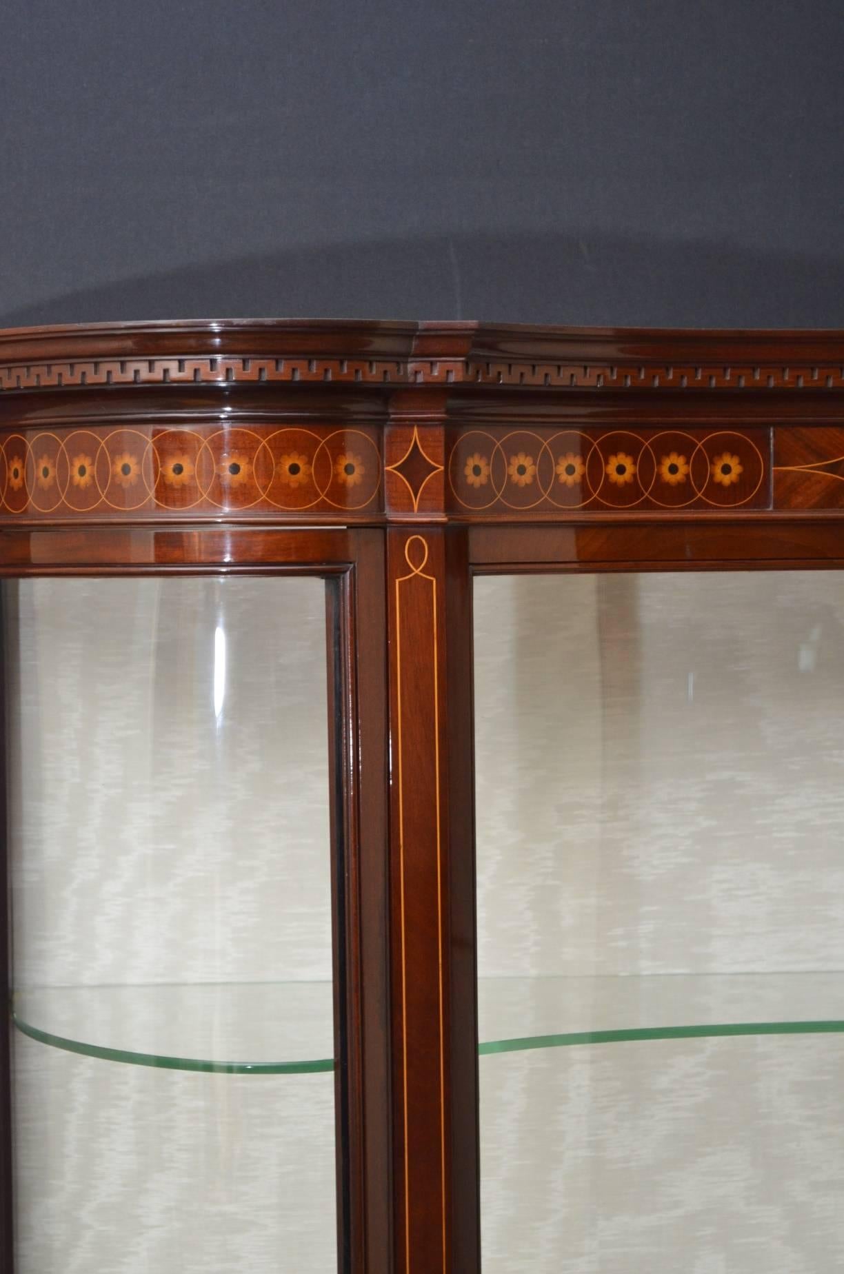 English Late Victorian Inlaid Display Cabinet