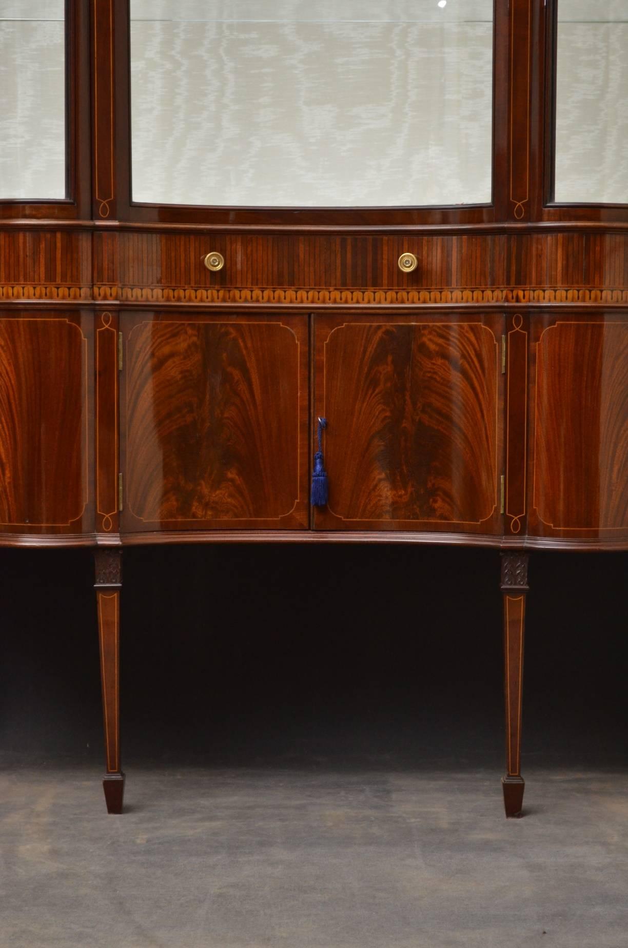 Glass Late Victorian Inlaid Display Cabinet