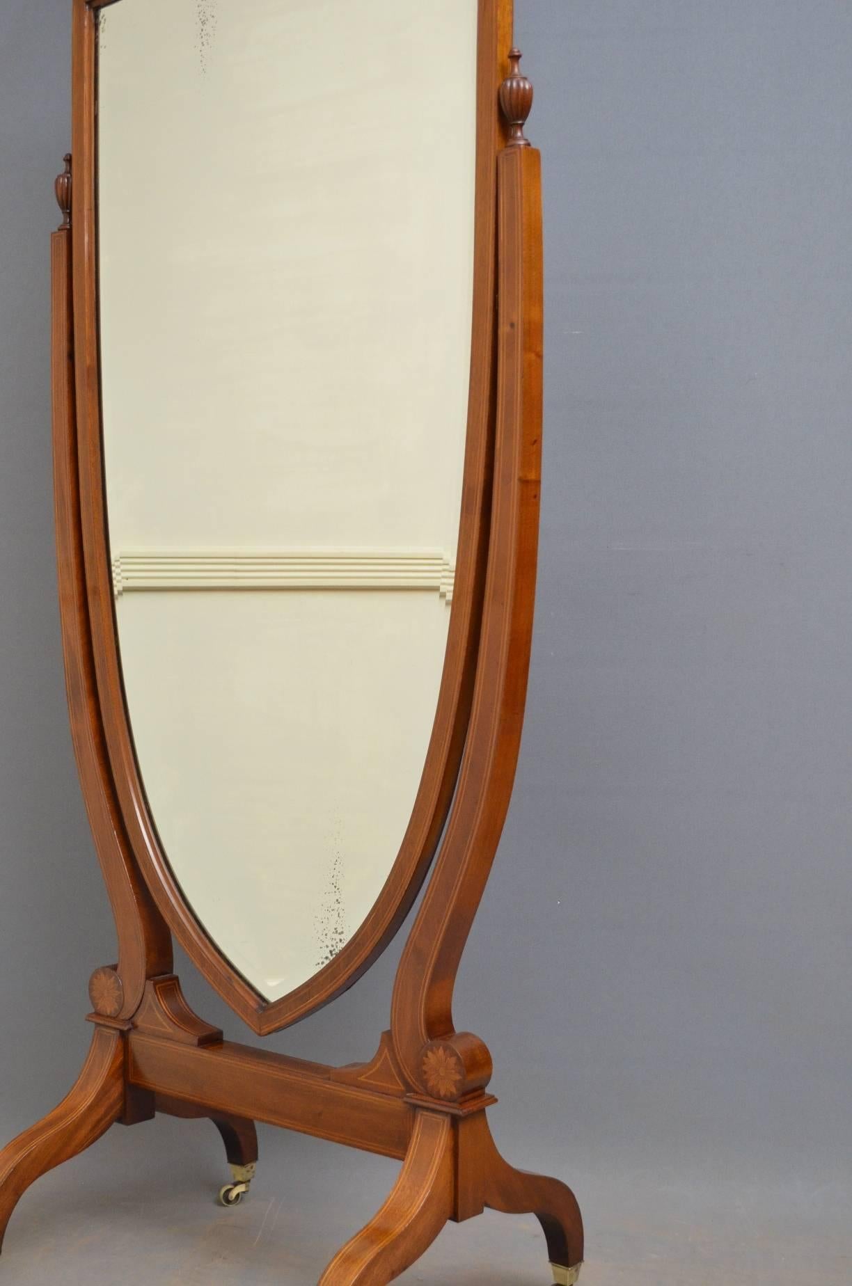 Early 20th Century Edwardian Mahogany Cheval Mirror