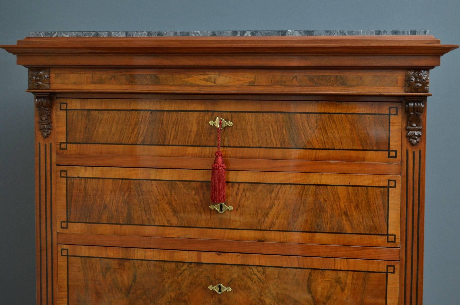 French 19th Century Continental Walnut Chest of Drawers For Sale