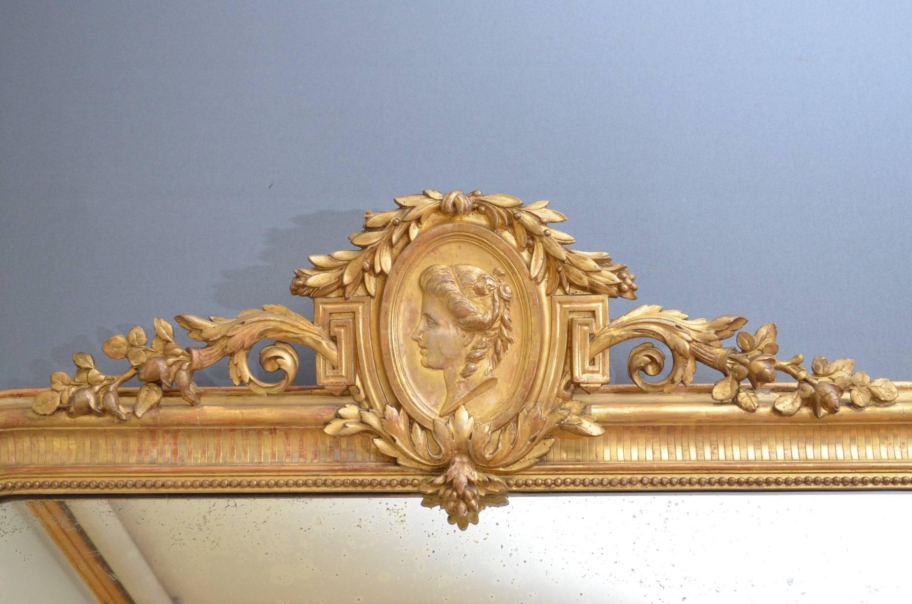French Large 19th Century Giltwood Mirror