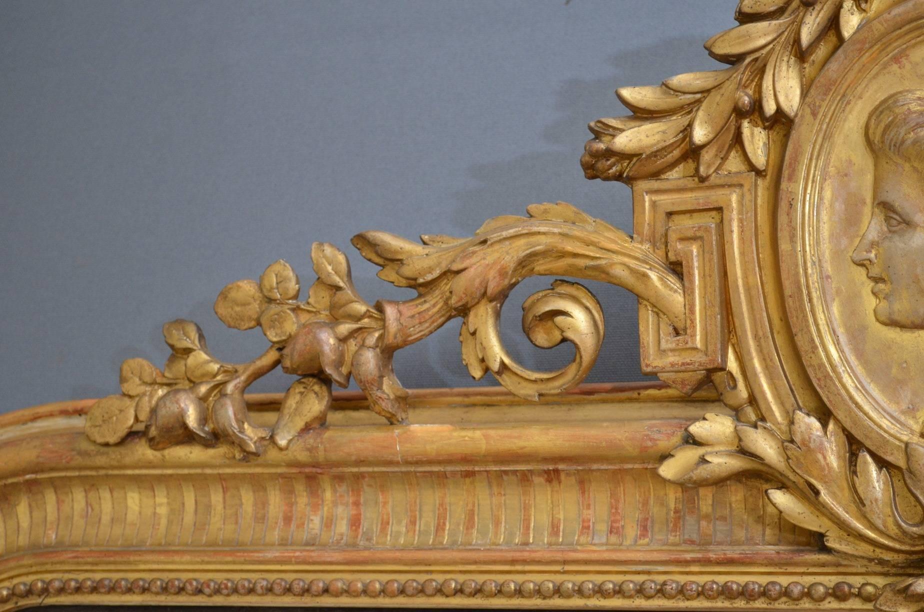 Late 19th Century Large 19th Century Giltwood Mirror