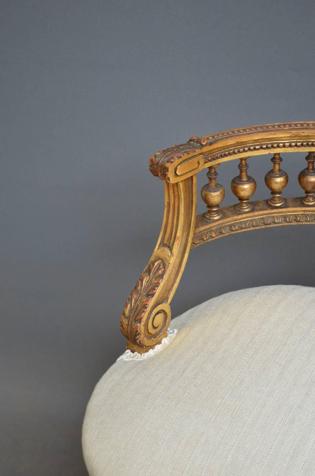 Late Victorian Turn of the Century Giltwood Chair