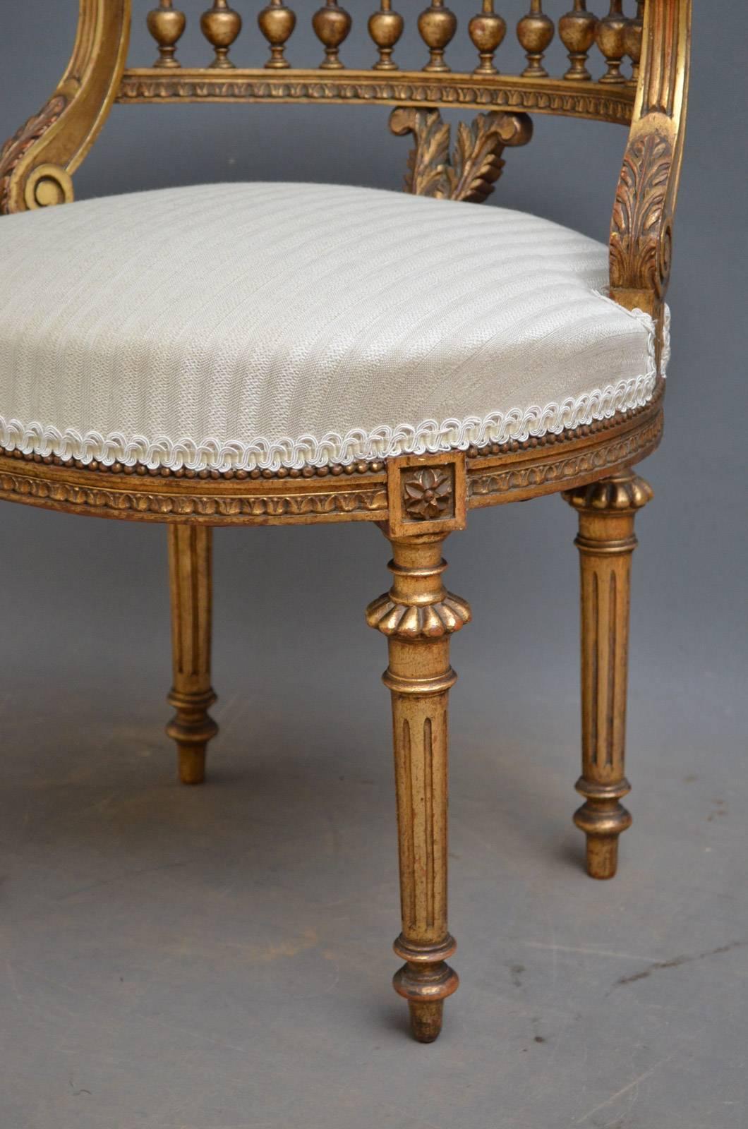Turn of the Century Giltwood Chair In Good Condition In Whaley Bridge, GB