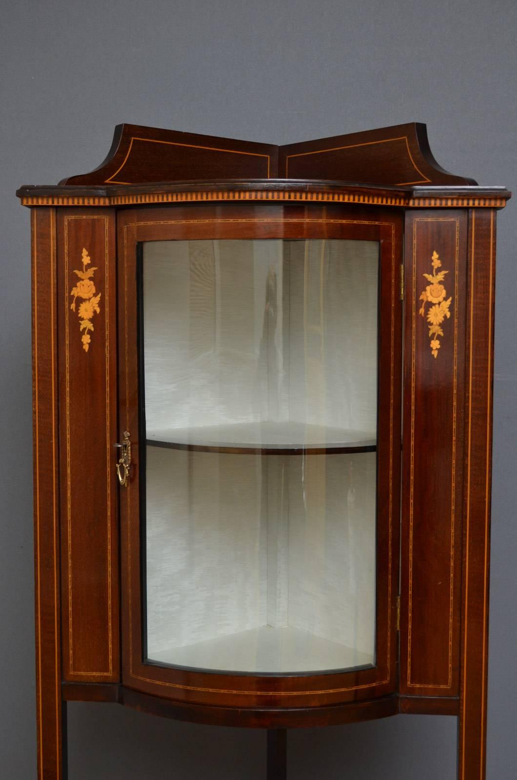 Mahogany Edwardian Matched Pair of Corner Display Cabinets