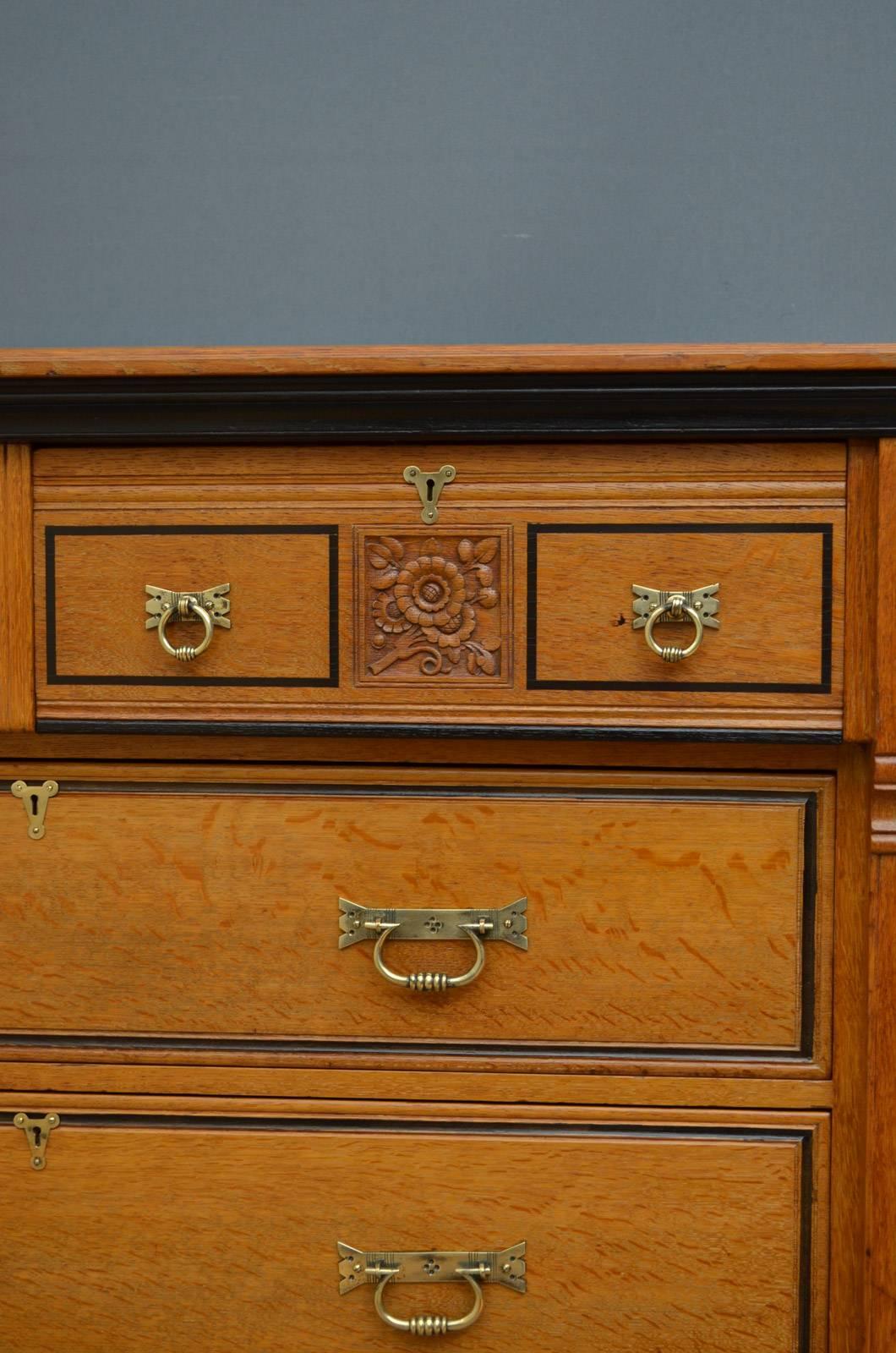 Great Britain (UK) Victorian Oak and Ebonised Chest of Drawers by Lamb of Manchester