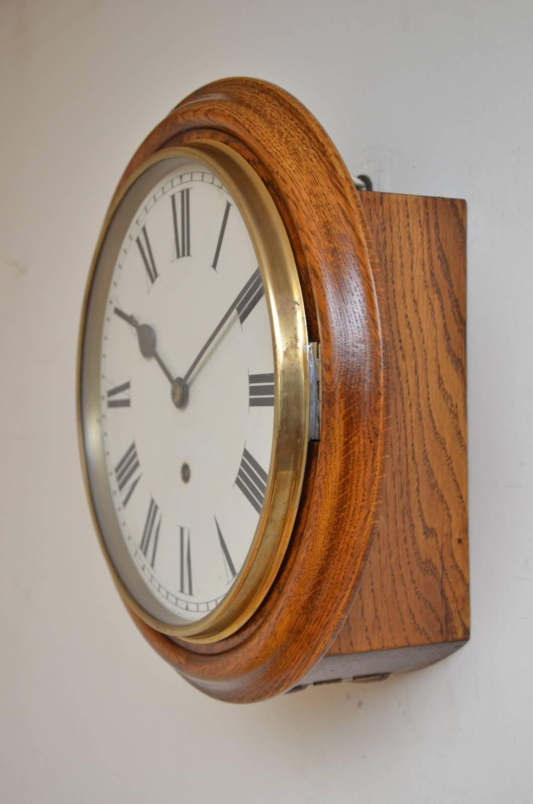 German Unusually Small Oak Wall Clock