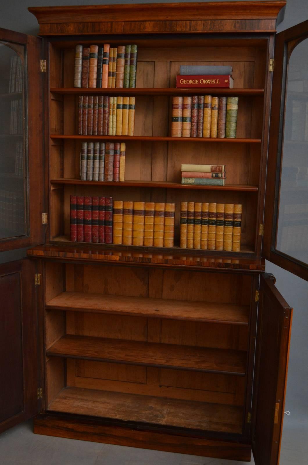 Mid-19th Century Victorian Rosewood Bookcase For Sale