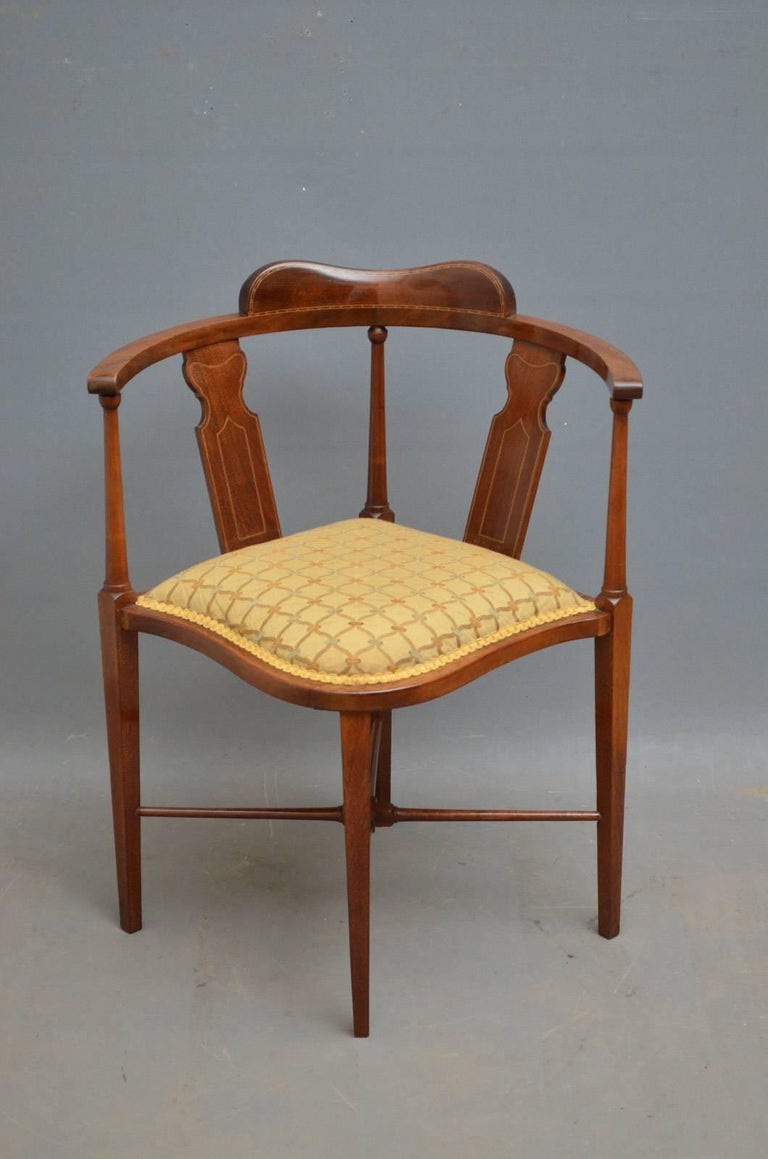 Edwardian Mahogany Corner Chair at 1stdibs