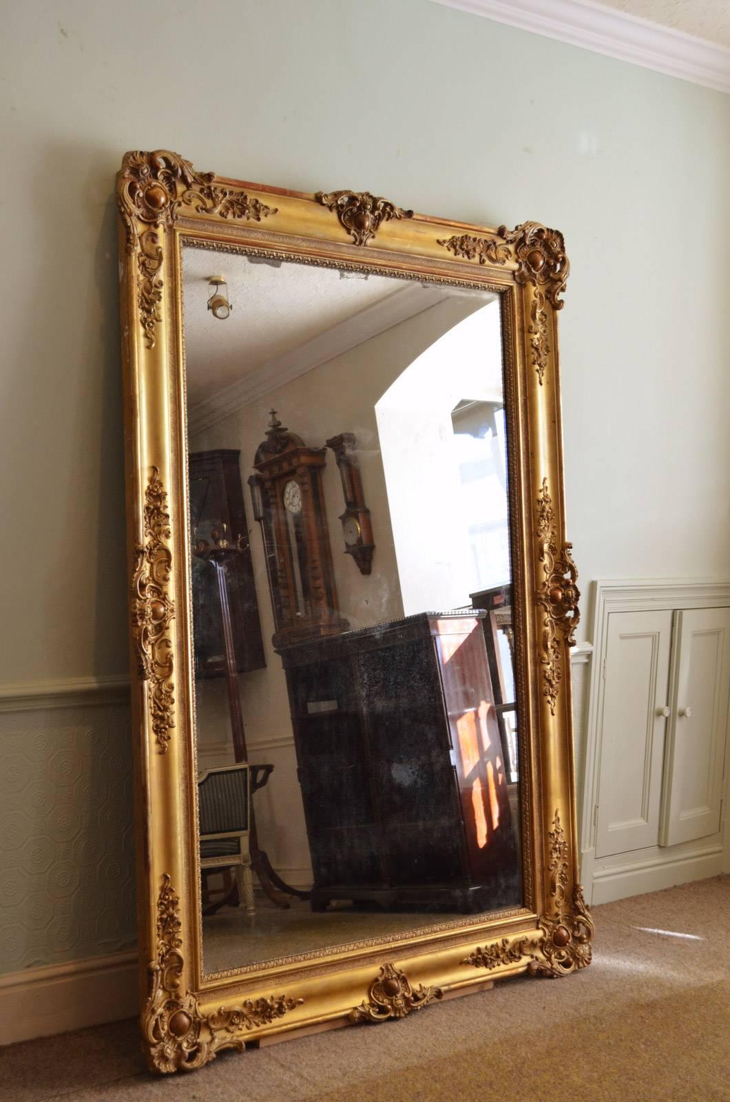 Rococo Monumental XIXth Century Giltwood Mirror
