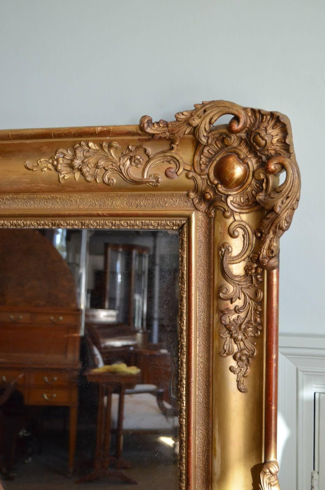 Monumental XIXth Century Giltwood Mirror In Excellent Condition In Whaley Bridge, GB