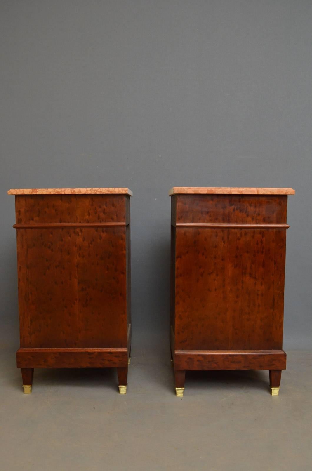 Marble Pair of Antique Bedside Cabinets